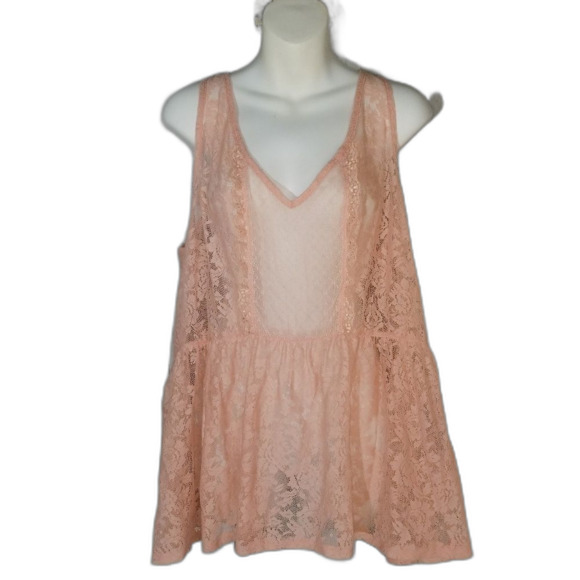 Torrid peach lace sheer cami tank top size 2 2x - Picture 2 of 7